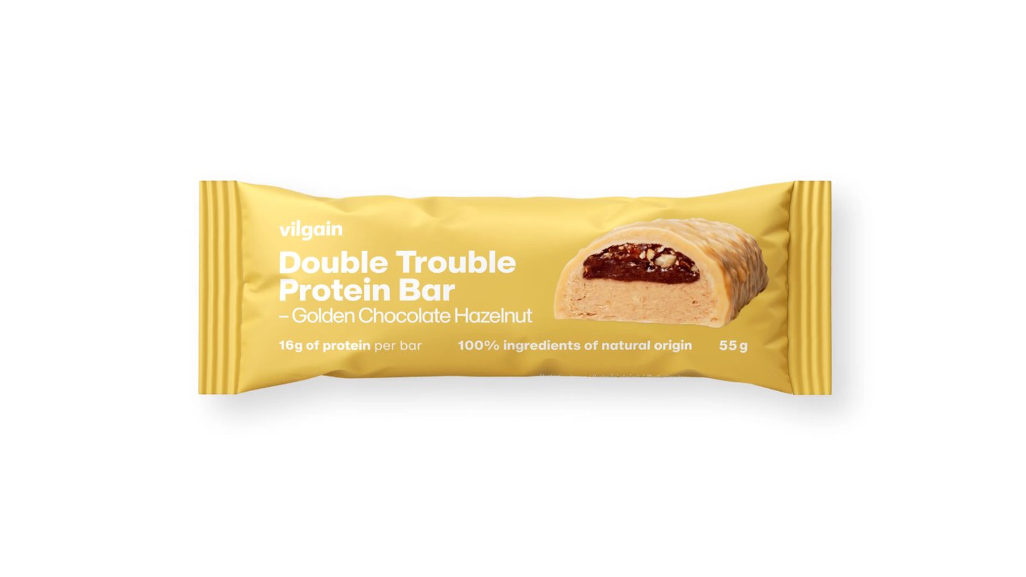 Double Trouble Protein Bar ⁠– Zlatá čokoláda s lískovým oříškem 