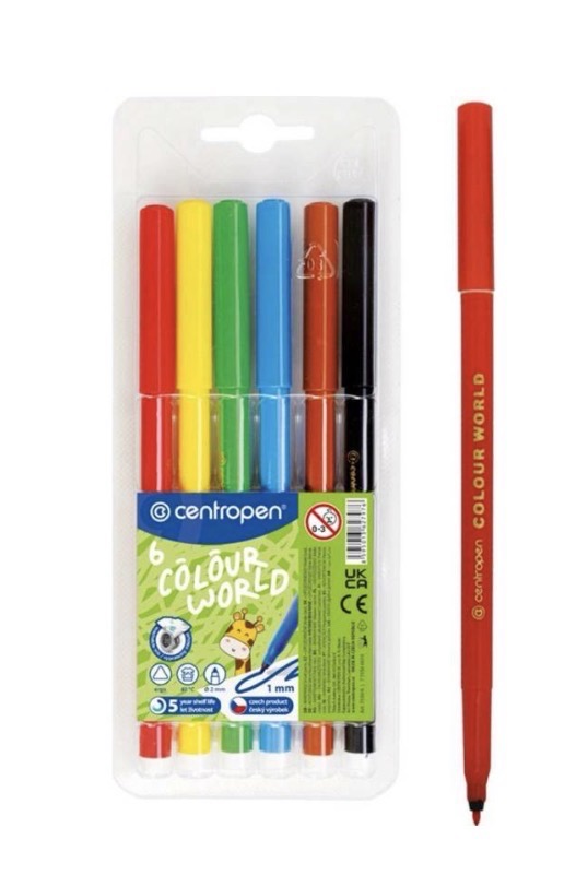 Barevné popisovače Fix CENTROPEN 6 barev